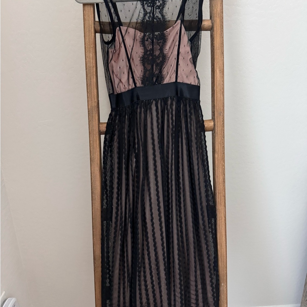 Elegant Black and Pink Sheer Dress